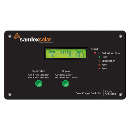 SAMLEX AMERICA Flush Mount Solar Charge Controller w/LCD Display - 30A SCC-30AB